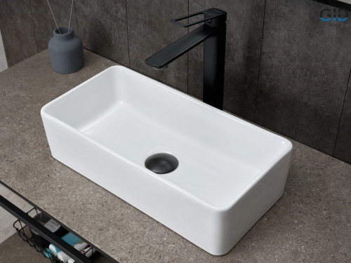 Раковина керамическая Gid Geométrico 51224 50х20 накладная цвет белый без отверстий под смеситель