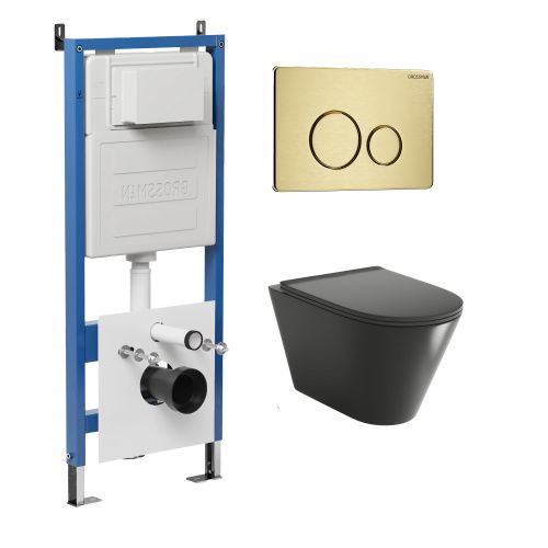 Инсталляция + кнопка смыва + унитаз Grossman Style 97.4477BMS.05.32M