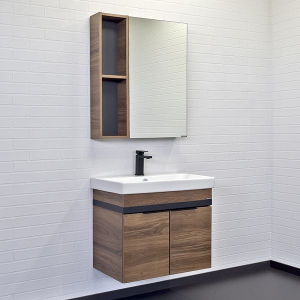 Зеркало-шкаф Comforty Соло 00-00011589CF 70х80 подвесной цвет коричневый