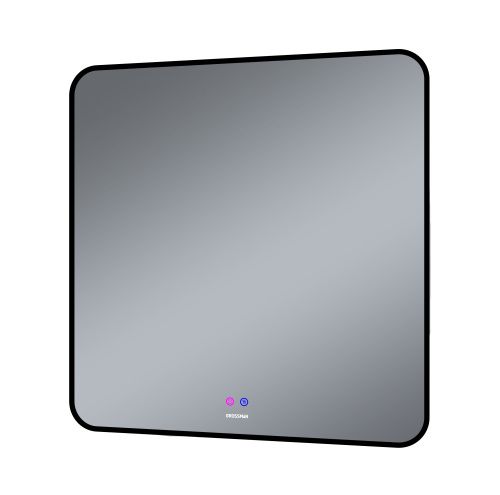 Зеркало с подсветкой и антизапотевателем Grossman ELEGANS-норма BLACK 1780802 80х80 подвесное