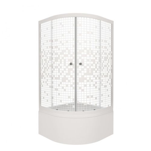 Душевой уголок Тритон Стандарт Щ0000061797 90х90 стекло с рисунком профиль белый с поддоном