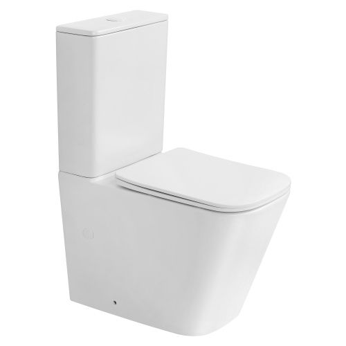 Унитаз напольный с бачком Abber Rechteck AC1210TMW белый с сиденьем безободковый смыв торнадо