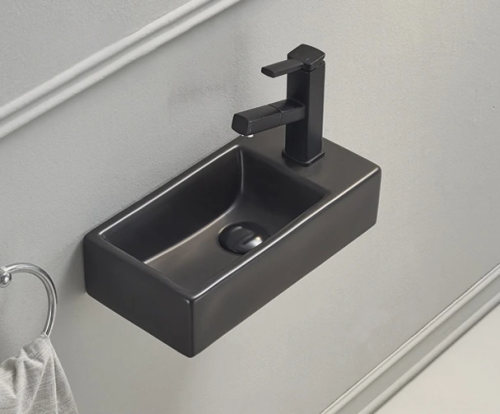 Раковина керамическая Gid Suspendido 62201L 40х20 подвесная цвет черный 1 отверстие под смеситель