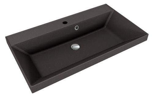 Раковина из искусственного камня Florentina Астория 800 10.170.00800.302 80х50 накладная цвет черный 1 отверстие под смеситель