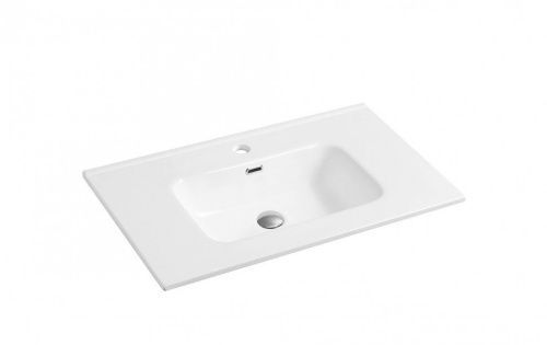 Раковина из сантехнического фаянса CeramaLux 9080D 80х50 встраиваемая цвет белый 1 отверстие под смеситель