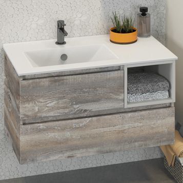 Тумба с раковиной Comforty Турин 00004137135CF 90х50 подвесная цвет серый