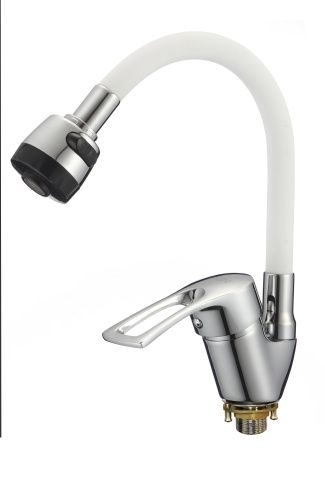 Смеситель для кухни D-Lin D150422-3T на мойку белый/хром