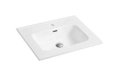 Раковина из сантехнического фаянса CeramaLux 9060D 60х50 встраиваемая цвет белый 1 отверстие под смеситель