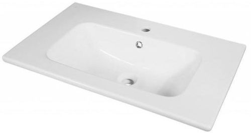 Раковина из искусственного камня Aquanet Бостон 00257887 80х50 полувстраиваемая цвет белый 1 отверстие под смеситель