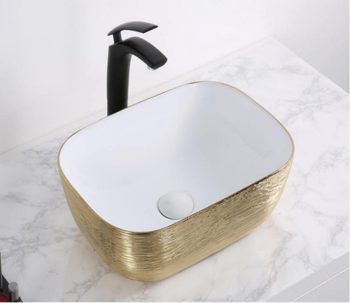 Раковина из сантехнического фаянса CeramaLux D1333H130 50х30 накладная цвет белый без отверстий под смеситель