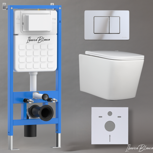Комплект унитаз с инталляцией и клавишей смыва Iberica Blanca TOLEDO ALTO IB001.TLA.231.1131