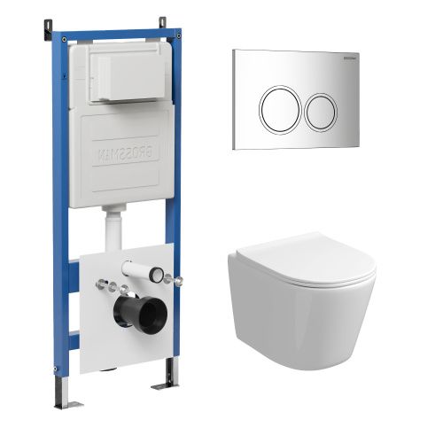 Инсталляция + кнопка смыва + унитаз Grossman Galaxy 97.4477SQ.01.100