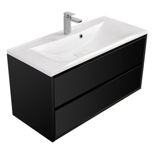 Тумба под раковину Aquaton Римини (Santek) 1A234601RN950 100х40 подвесная цвет черный