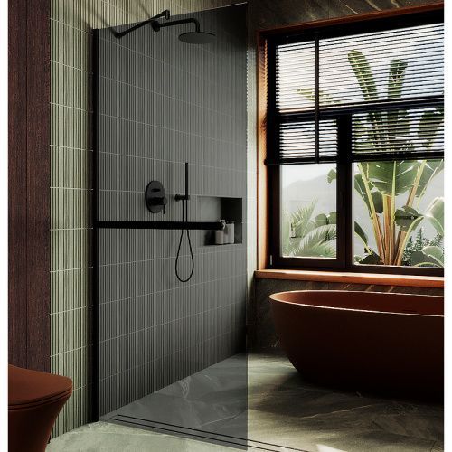 Душевая перегородка Maybah Glass MGD-711-6ш 110х195 стекло тонированное профиль черный