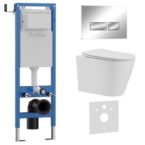 Комплект унитаз с инталляцией и клавишей смыва Iberica Blanca BURGOS ALTO IB.001M.BRA.231.213