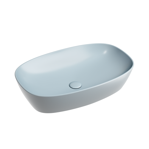 Раковина из сантехнического фарфора Ceramica Nova ELEMENT CN6049MHL 60х40 накладная цвет голубой без отверстий под смеситель