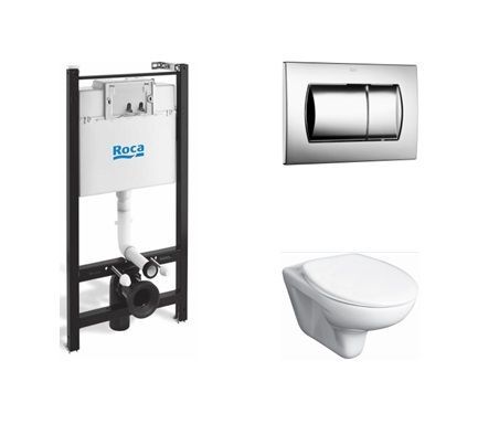 Комплект унитаз с инсталляцией с клавишей смыва Roca Mateo 7.8931.0.001.0