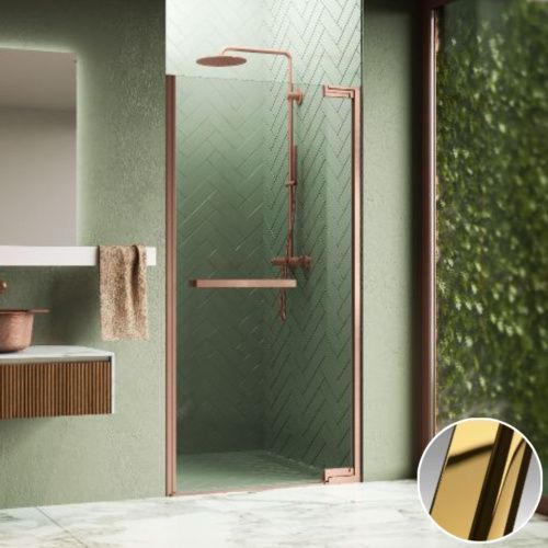 Душевая дверь Novellini N180 N1801B90-1O 90х200 стекло прозрачное профиль золото