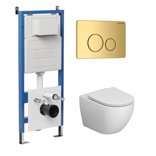 Инсталляция + кнопка смыва + унитаз Grossman Style 97.4411S.05.30M