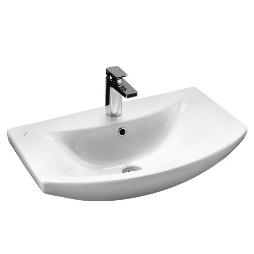 Раковина из сантехнического фаянса Aquaton Балтика 1WH207776 70х20 накладная цвет белый 1 отверстие под смеситель