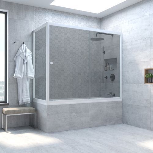 Душевая шторка на ванну Vegas-Glass ZV+ZVF TUR+NOVO ZV+ZVF NOVO 190*85 01 07 190х140 стекло тонированное профиль белый ориентация универсальная