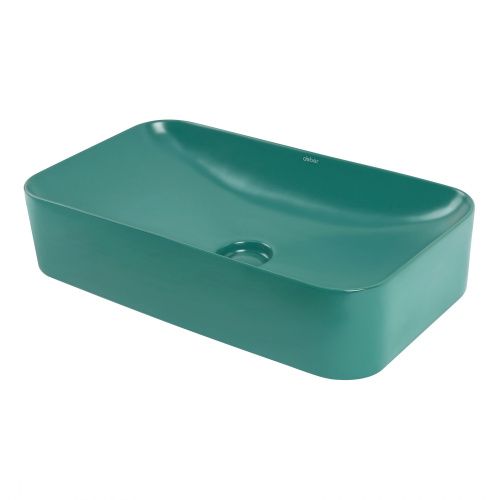 Раковина из сантехнического фаянса Abber RECHTECK AC2204MBG 60х40 накладная цвет зеленый без отверстий под смеситель