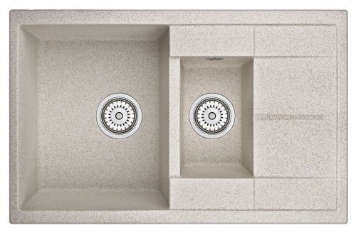 Кухонная мойка Granula 7802, ПИРИТ 80х50 цвет бежевый поверхность матовая