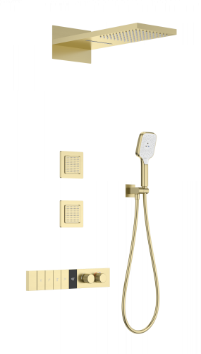 Душевая система Wonzon & Woghand WW-D4538-A-BG встраиваемая в стену цвет золото с термостатом