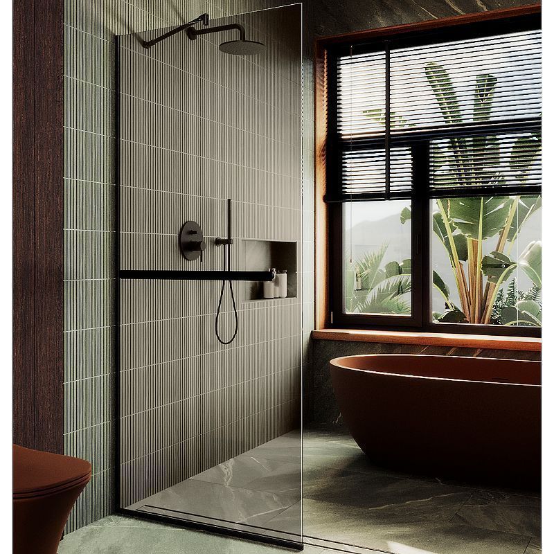 Душевая перегородка Maybah Glass MGD-709-6у 110х195 стекло тонированное профиль черный