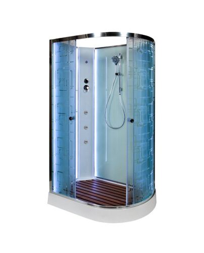 Душевая кабина AvaCan EM1512LNLED+GM 120х80 асимметричная без крыши ориентация левая