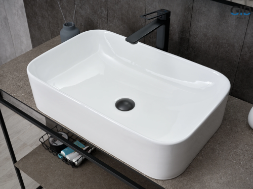 Раковина керамическая Gid Geométrico 51231 60х40 накладная цвет белый без отверстий под смеситель