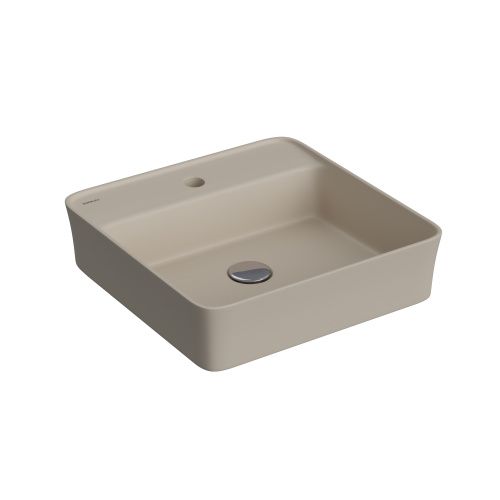 Раковина из сантехнического фарфора Berges Ego SL 182074 50х50 накладная цвет бежевый 1 отверстие под смеситель