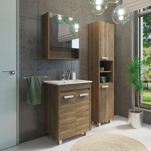 Тумба с раковиной Comforty Марио 00-00004155CF 60х50 напольная цвет коричневый