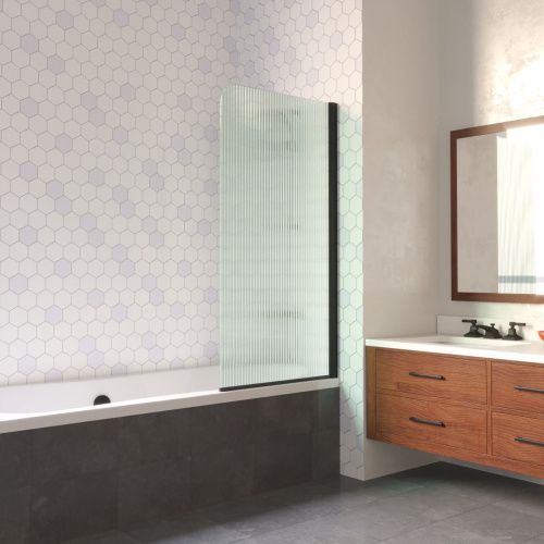 Душевая шторка на ванну Vegas-Glass EV LUX EV LUX 60 02М Moru R 60х150 стекло рифленое профиль черный ориентация правая