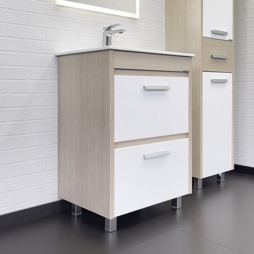 Тумба с раковиной Comforty Тулуза 00-00016585CF 60х50 напольная цвет белый/бежевый