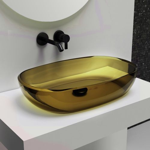 Раковина из полиэфирной смолы Abber KRISTALL AT2805Vesuvian 60х40 накладная цвет зеленый без отверстий под смеситель