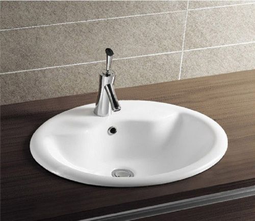 Раковина из сантехнического фаянса CeramaLux 316 60х50 встраиваемая цвет белый без отверстий под смеситель