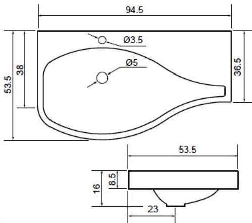 Раковина из искусственного камня Aquanet Сопрано НФ-00007873 100х50 полувстраиваемая цвет белый 1 отверстие под смеситель - фото 5