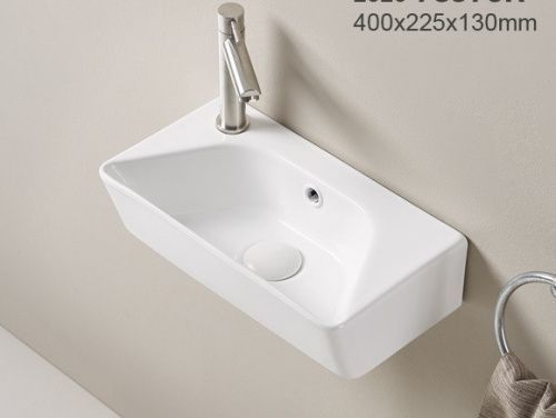 Раковина из сантехнического фаянса CeramaLux 78578R 40х20 накладная цвет белый 1 отверстие под смеситель