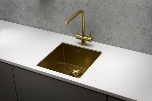 Кухонная мойка Granula 4445U, ЗОЛОТО САТИН 45х45 цвет золото поверхность матовая