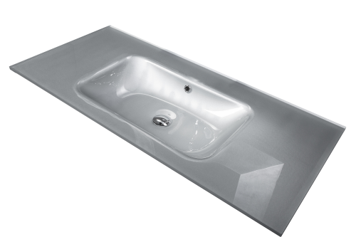 Раковина стеклянная Armadi Art NeoArt 852-100-S 100х50 полувстраиваемая цвет серебро 1 отверстие под смеситель