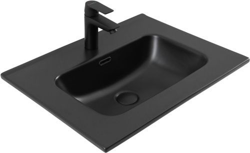 Раковина керамическая Aquanet Flat 00329253 60х50 полувстраиваемая цвет черный 1 отверстие под смеситель