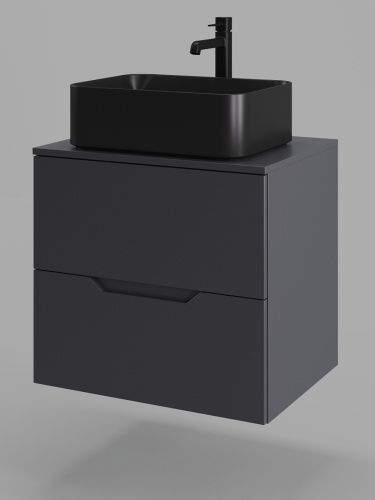 Тумба с раковиной Orange Line Li-60TugMDF+B02-460MB 60х50 подвесная цвет черный