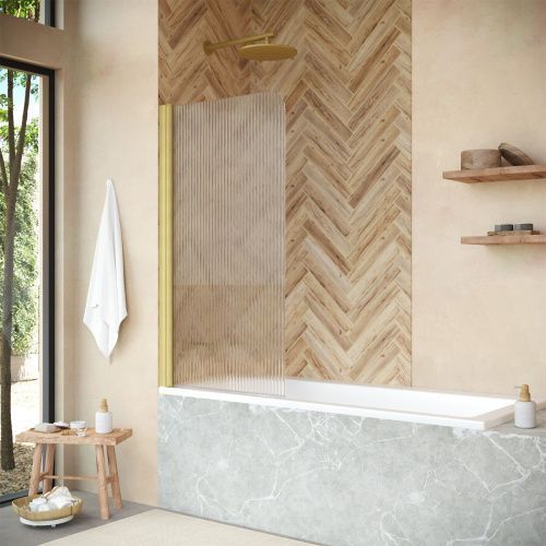 Душевая шторка на ванну Vegas-Glass EV+EV NOVO EV NOVO 70 03 Moru L 70х140 стекло рифленое профиль золото ориентация левая