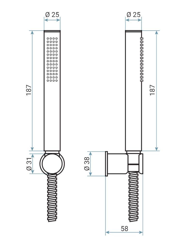 Душевой гарнитур Emmevi  167/NS настенный никель - фото 2