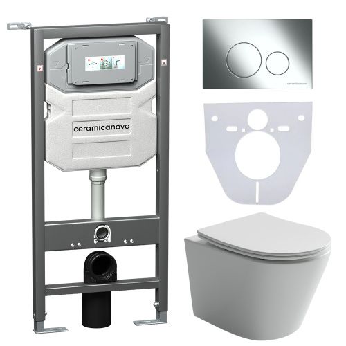 Инсталляция с кнопкой + унитаз + шумоизоляция Ceramica Nova CN6000_1001CH_1000