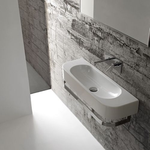 Раковина керамическая Globo Forty3 SCT70.BI*1sx 70х30 подвесная цвет белый 1 отверстие под смеситель