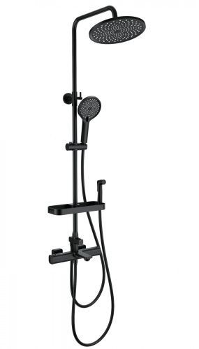 Душевая стойка Wonzon & Woghand Solid WW-C3011-A1-MB настенная цвет черный с термостатом