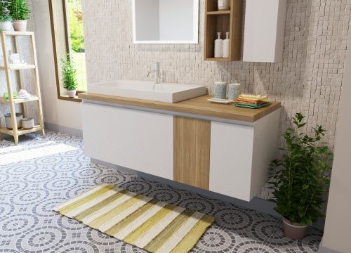 Тумба с раковиной Эстет Malibu ФР-00007126 140х50 подвесная цвет белый