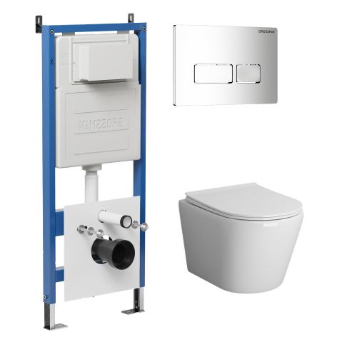 Инсталляция + кнопка смыва + унитаз Grossman Pragma 97.4478BMS.03.100
